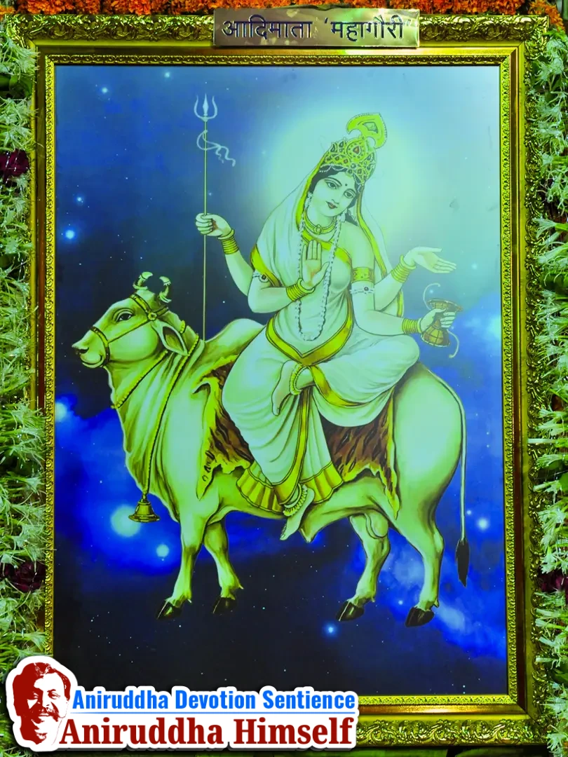 In front of the stage was the Parikrama Kaksha, a sanctified walkway of twenty-five divinely arranged pictures leading devotees towards the stage. Sadguru Aniruddha personally unveiled these images with offerings of tender coconut (shahale), wheat, and flower garlands.