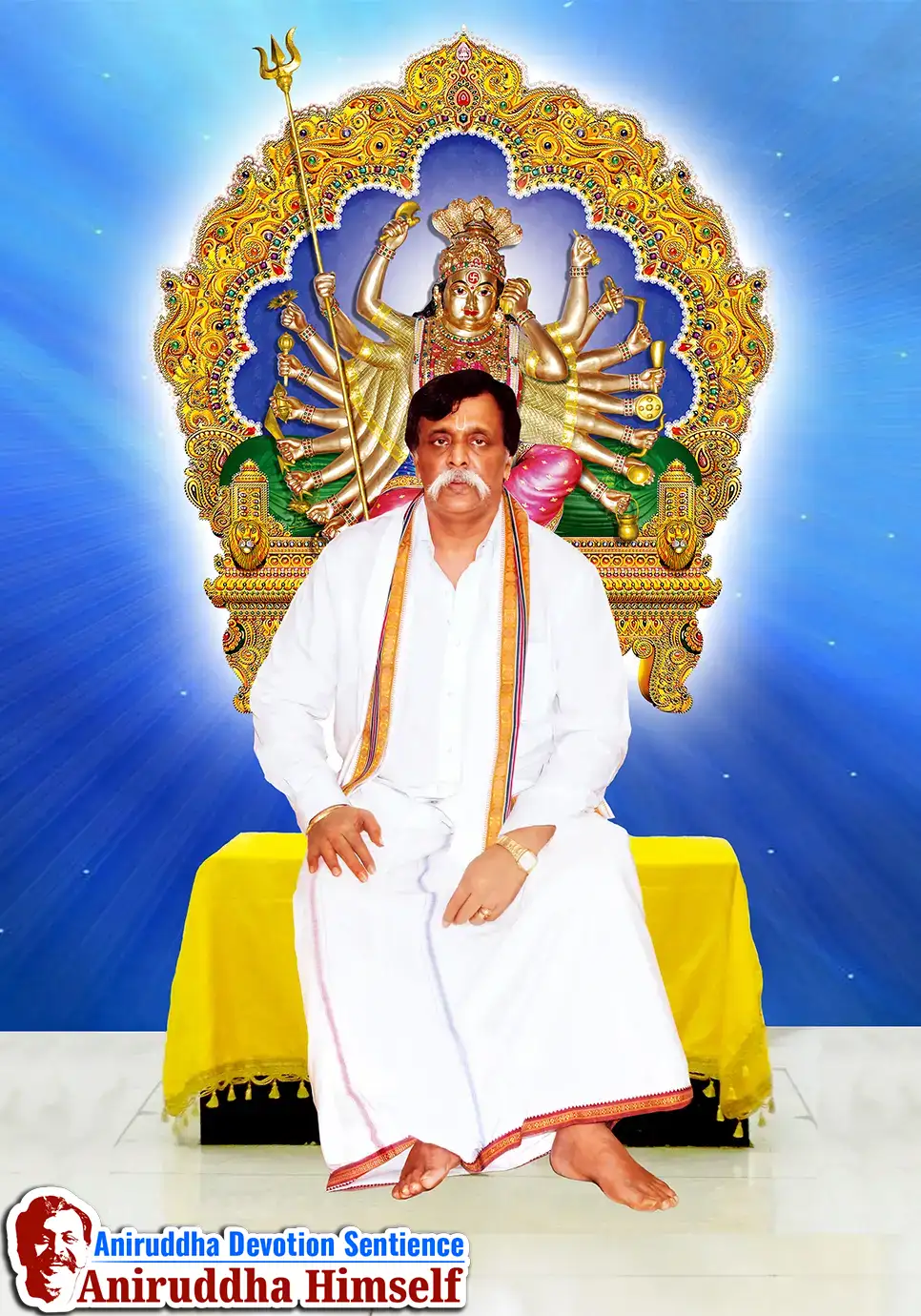 Sadguru Shree Aniruddha Bapu sitting on the Dharmasan