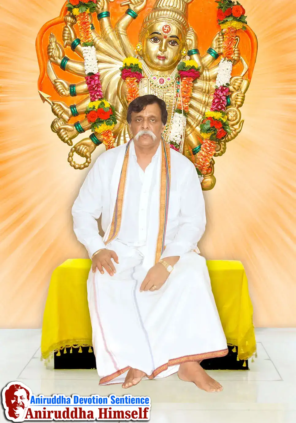 Sadguru Shree Aniruddha Bapu sitting on the Dharmasan