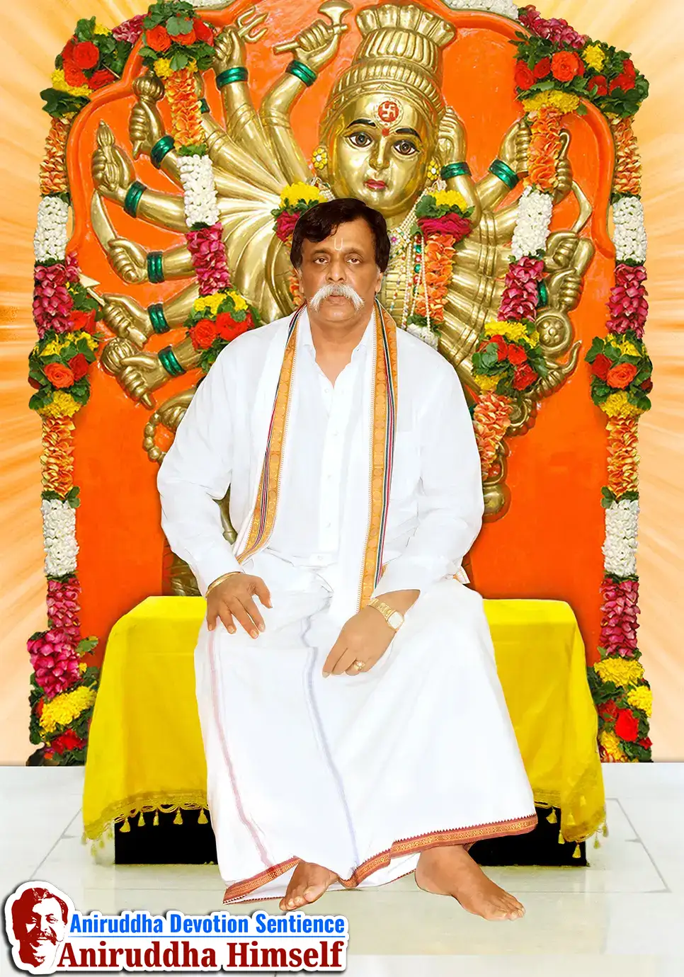 Sadguru Shree Aniruddha Bapu sitting on the Dharmasan
