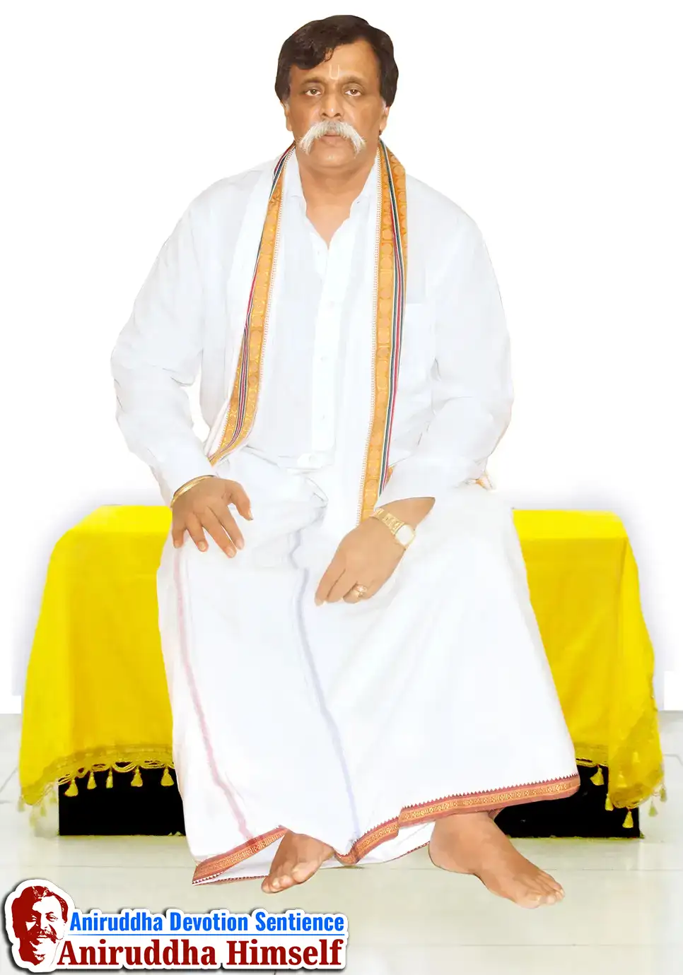 Sadguru Shree Aniruddha Bapu sitting on the Dharmasan
