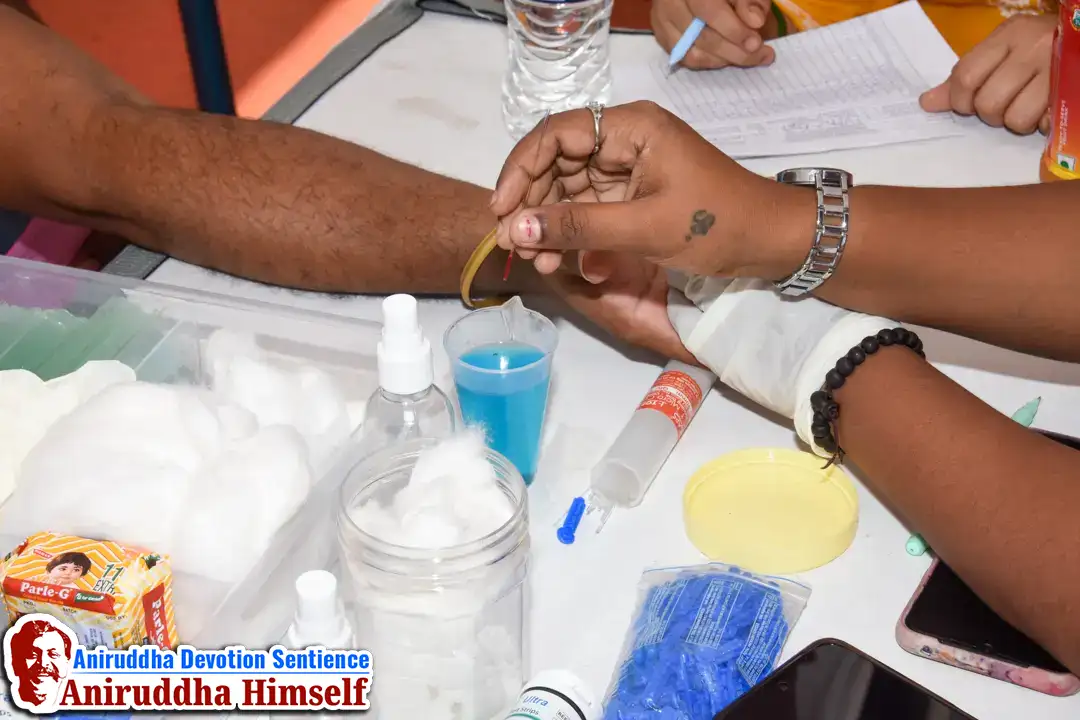 Haemoglobin Checking during the Mega Blood Donation Camp at Shree Harigurugram, Bandra