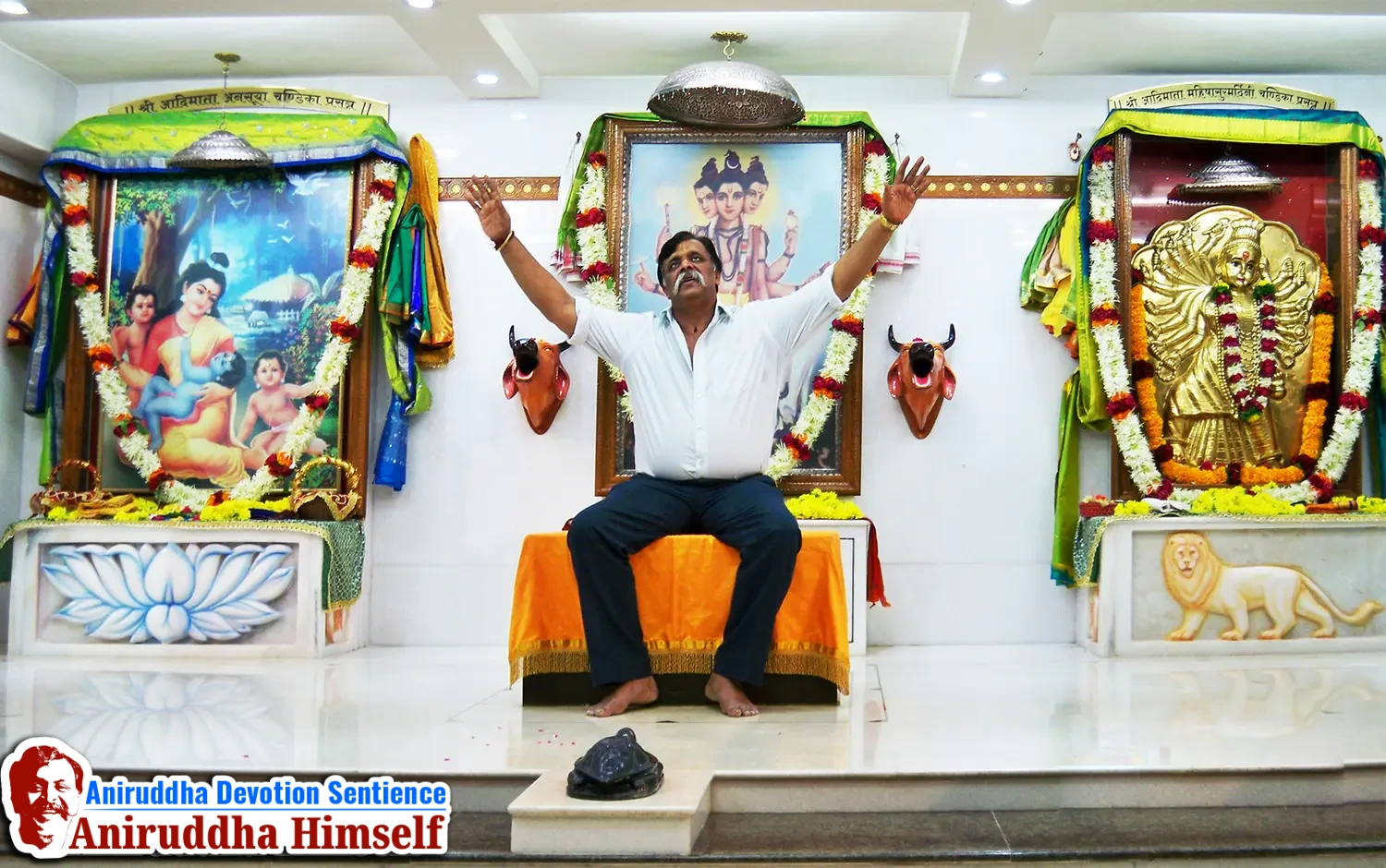 Sadguru Shree Aniruddha Bapu Sitting on Dharmasan at Shree Gurukshetram