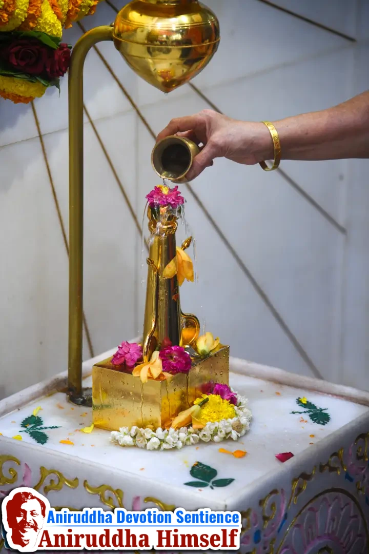 Shraddhavans perform Jal Abhishek on Shree Trivikram Linga with devotion and gratitude at Shree Aniruddha Gurukshetram.
